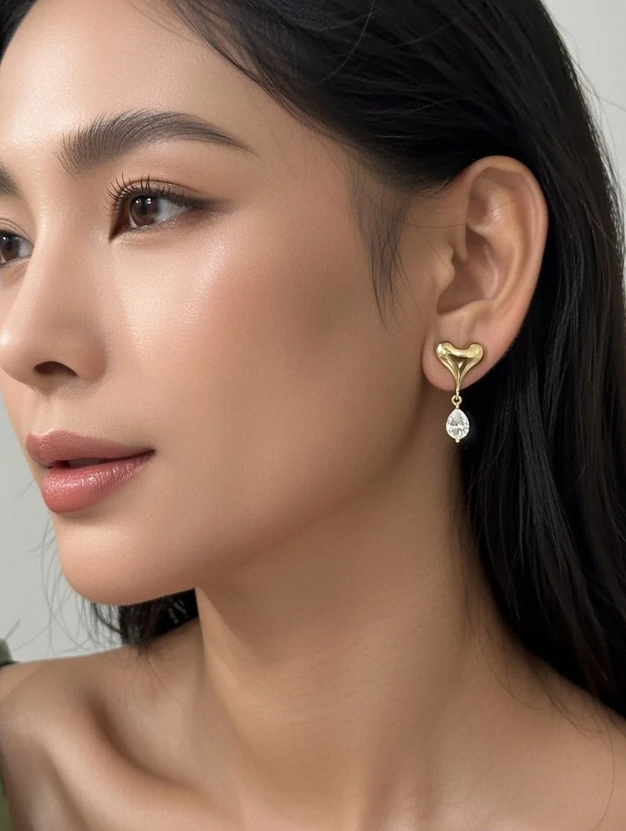 Heart Drop Earrings - image 3